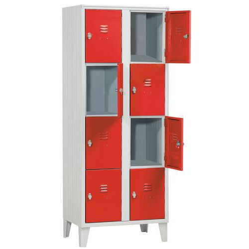 Armadio casellario 8 vani dim. 70x50x180 rosso RAL3000,