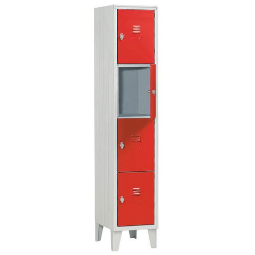 Armadio casellario 4 vani dim. 35x50x180 rosso RAL3000,