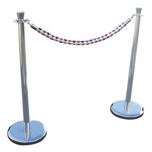 Paletto cromato con corda tricolore - 2 paletti e 1 corda,