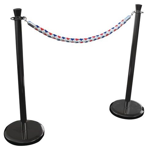 Paletto nero con corda tricolore - 2 paletti e 1 corda,