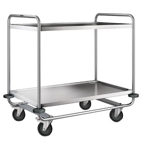 Carrello inox con 2 ripiani peso: 23 kg Alt. tot.: 1000 mm,