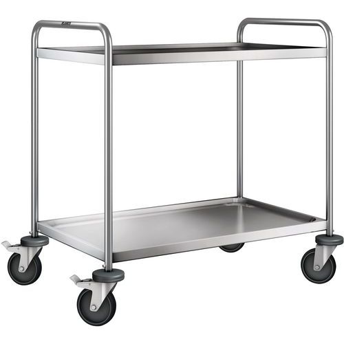 Carrello inox con 2 ripiani peso: 18 kg Alt. tot.: 950 mm,