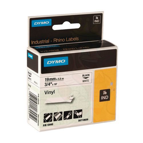 Nastro vinile Rhino Dymo 19 mm Nero/bianco,