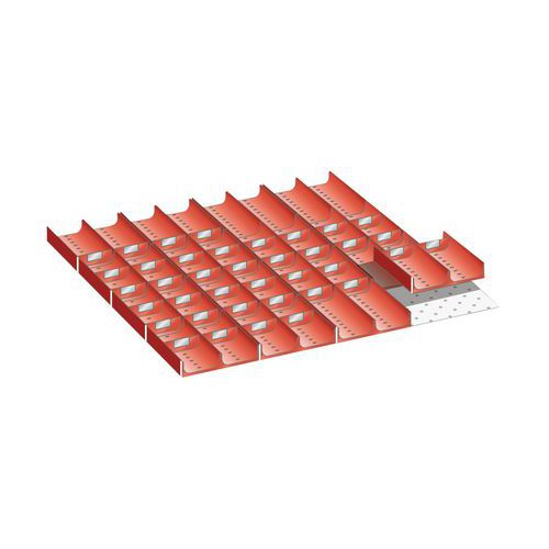 Set di 24 vaschette per cassetti AxL: 50 x 612 mm Rosso,