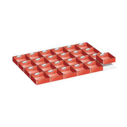 Set di 24 vaschette per cassetti AxL: 100 x 918 mm Rosso,