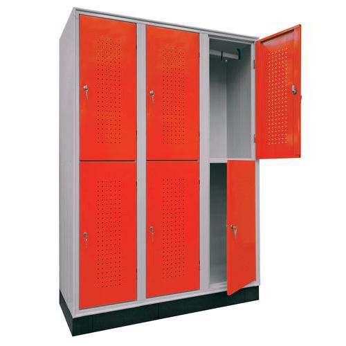 Armadio spogliatoio multiscomparto 6 posti120X50X175h ROSSO,