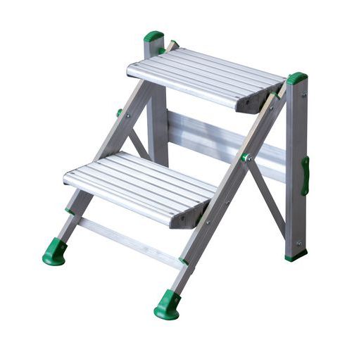 Sgabello pieghevole 2 gradini 52x55x242 Alluminio,