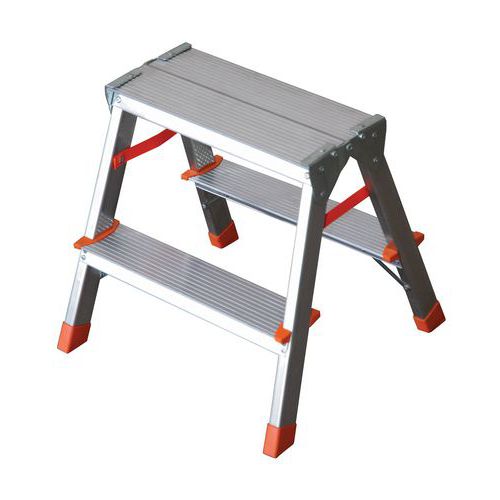 Sgabello 2+2 gradini 40x45x207 Alluminio,