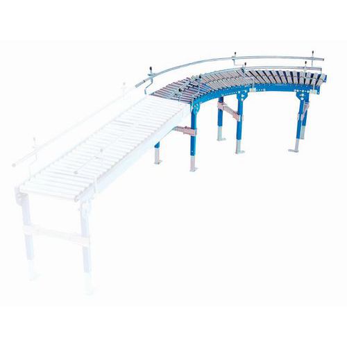 Curva del trasportatore a rulli in PVC TRS - Largh. 300mm - Passo 150 mm ,