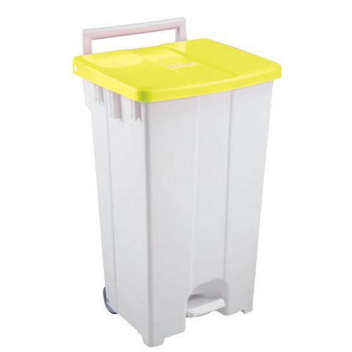 Pattumiera a pedale 100 L - Coperchio giallo,