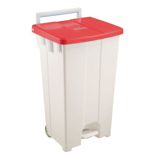 Pattumiera a pedale 100 L - Coperchio rosso,