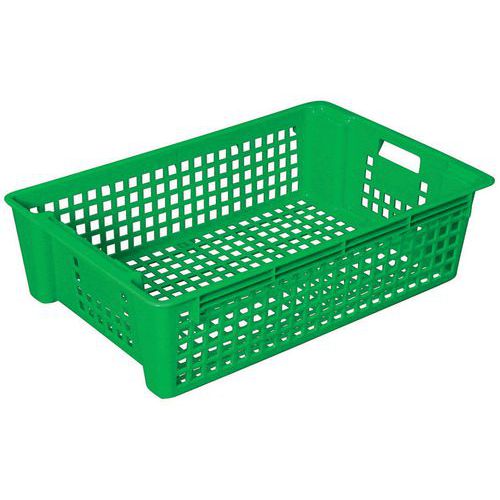 Cassetta impilabile e incastrabile forata 28 L - Verde,