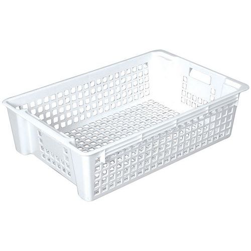 Cassetta impilabile e incastrabile forata 28 L - Bianco,