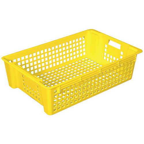 Cassetta impilabile e incastrabile forata 28 L - Giallo,