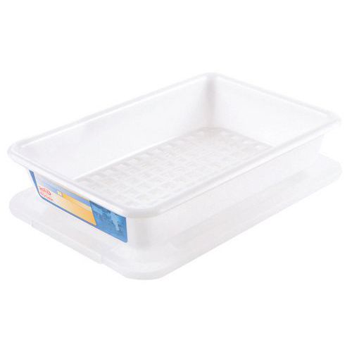 Contenitore piatto 3 L HACCP con coperchio e griglia - Bianco,