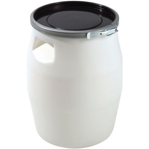 Fusto 30 L con chiusura in metallo e coperchio- Bianco,