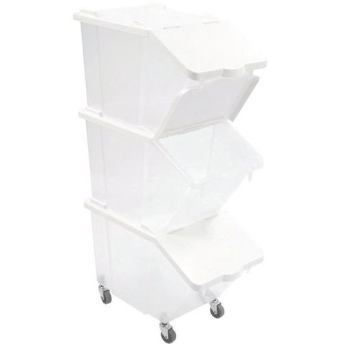 Set da 3 contenitori per ingredienti da 30 L con coperchio e 4 rotelle,