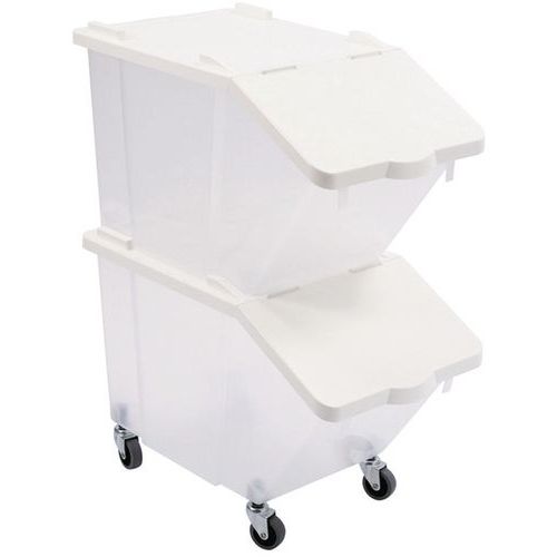 Set da 2 contenitori per ingredienti da 30 L con coperchi e 4 rotelle,