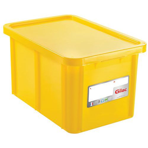 Contenitore HACCP 55 L rettangolare con coperchio - Giallo,