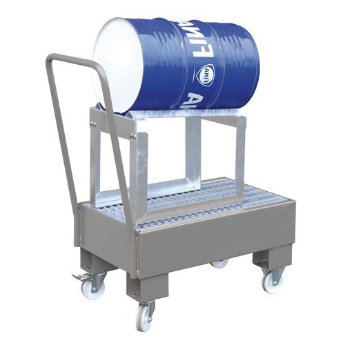 Vasca di ritenzione mobile per fusto da 60 L con supporto,