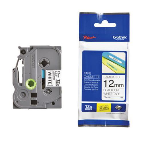 Nastro Brother_TZeS 231 12 mm Adesivo Nero/bianco,