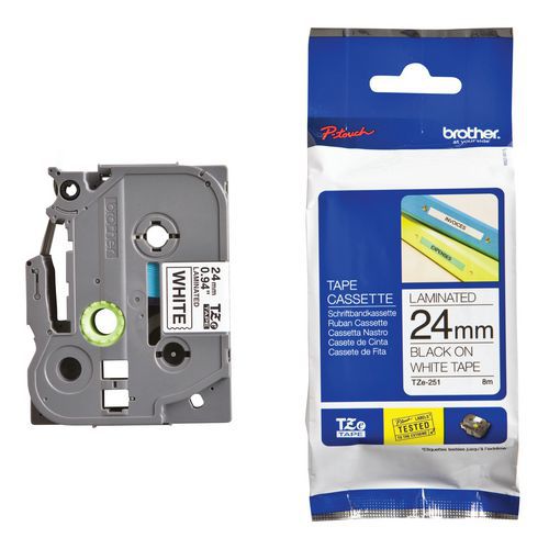 Nastro Brother_TZeS 251 24 mm Adesivo Nero/bianco,