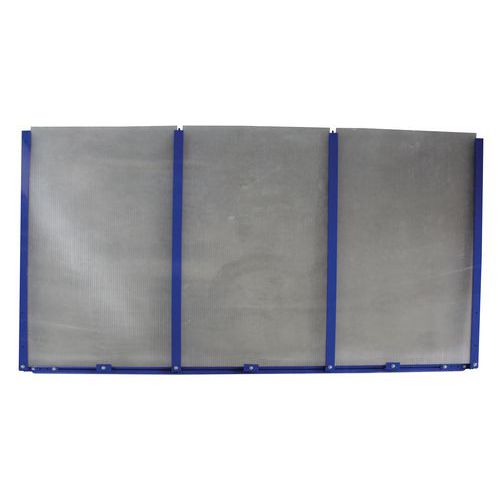 Protezione posteriore di colore blu per riparo a un lato - Tettoia inclinata,