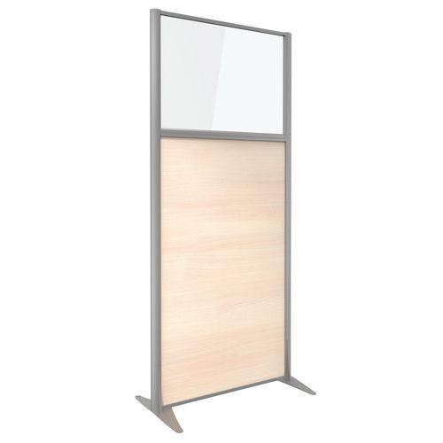 Parete divisoria KP+ Melaminico vetro Quercia Profilo Argento 180 x 81 cm,