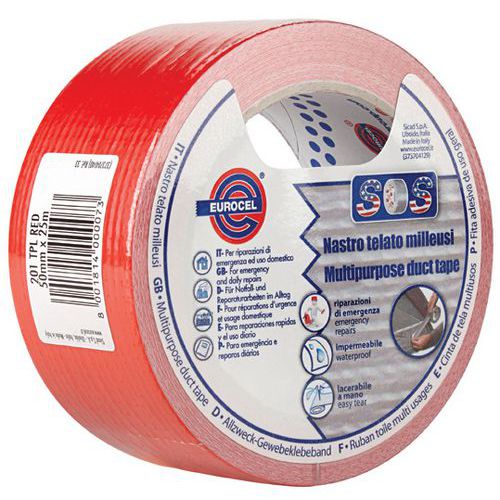 Nastro adesivo in tela con supporto in PE rosso 50mmx50m,