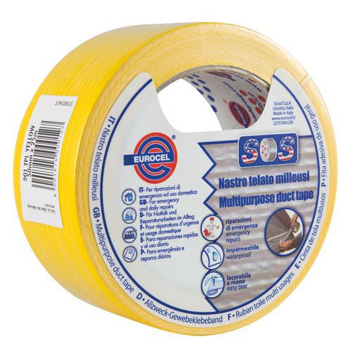 Nastro adesivo in tela con supporto in PE giallo 50mmx25m,