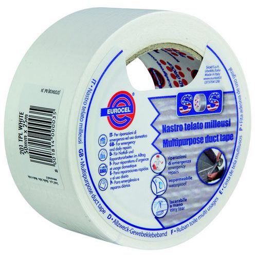 Nastro adesivo in tela con supporto in PE bianco 50mmx25m,