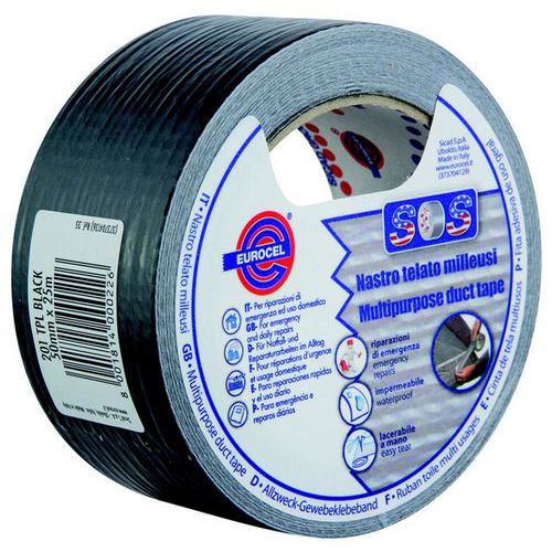 Nastro adesivo in tela con supporto in PE nero 50mmx50m,