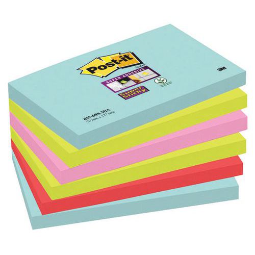 6 blocchetti Super Sticky Post-it® Collection 76 x 127 assortiti,
