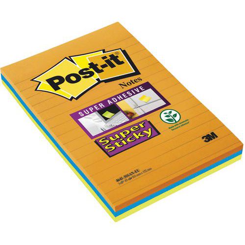 3 blocc. Super Sticky Post-it® gran formato 101x152 assort.,