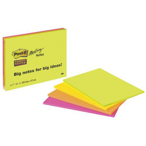 4 blocc. Meeting Notes Super Sticky Post-it® 203x152 assort.,