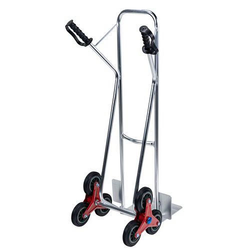 Carrello Saliscale Pieghevole Svelt - Acciaio, Portata 70 Kg, Ruote TPR 10 Cm, Con Corda Di Sicurezza