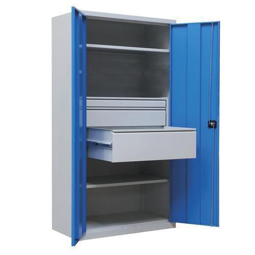 Armadio da officina metallico - 195x95x50 cm - 3 cassetti,