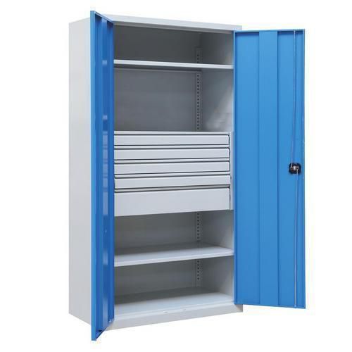 Armadio da officina metallico - 195x95x50 cm - 5 cassetti,