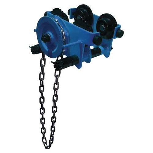 Carrello porta-paranco a catena Port.=1,5 T Trave=74-203 mm,