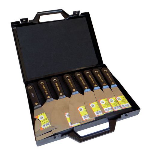 Valigetta con 7 spatole da imbianchino+coltello multiuso,