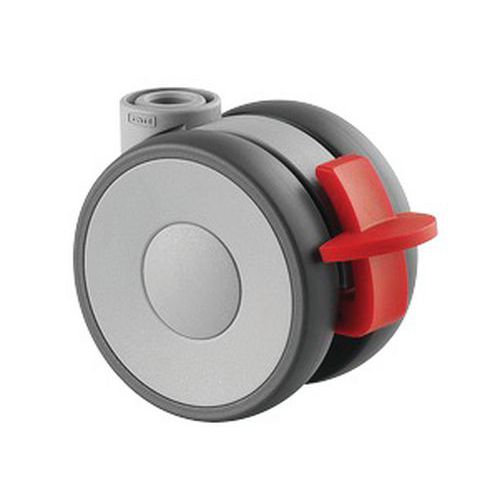 Rotella girevole con freno, carico 90 kg, diametro 65,