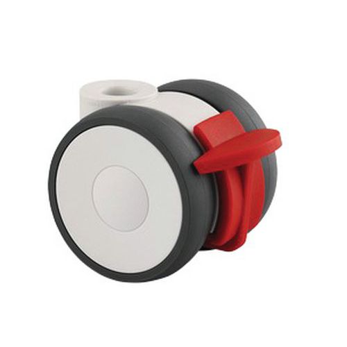 Rotella girevole con freno, portata 100 kg, diametro 50 mm,