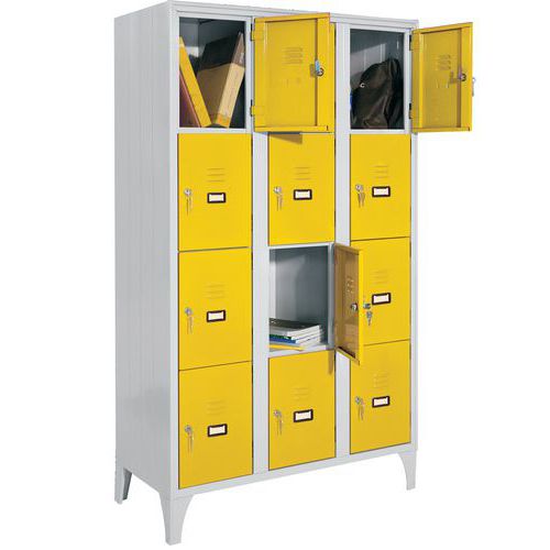 Armadio casellario 12 vani dim.105x50x180 giallo RAL1018,