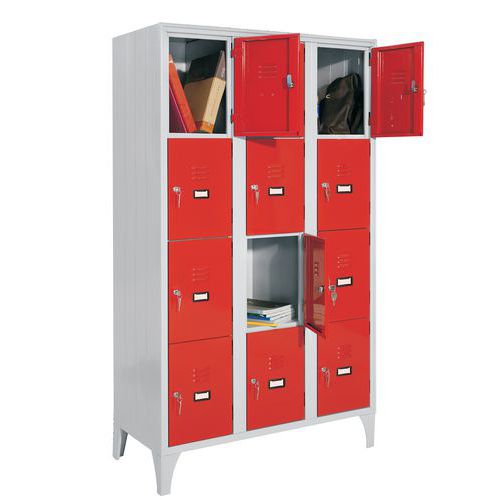 Armadio casellario 12 vani dim.105x50x180 rosso RAL3000,