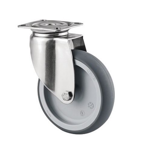 Rotella girevole inox 100 kg con piastrina - Diametro 125 mm,