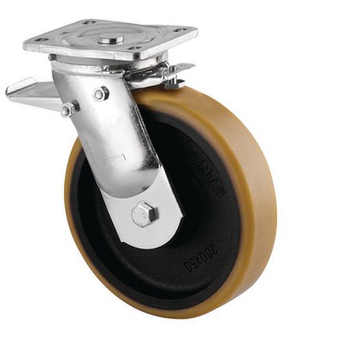 Rotella girevole con freno, carico 1000 kg,