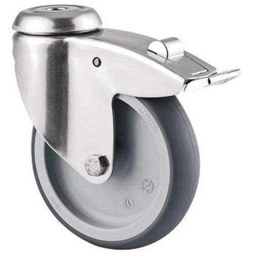 Rotella girevole con occhiello e freno 100 kg diametro 125 mm,