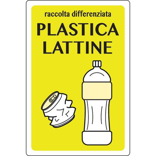Cartello adesivo 18x12cm con disegno - plastica lattine,