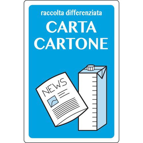 Cartello alluminio 30x20cm con disegno raccolta cartacartone,