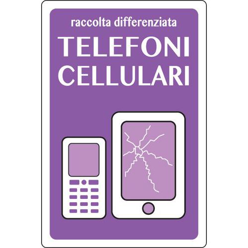 Cartello alluminio 18x12cm con disegno telefoni cellulari,